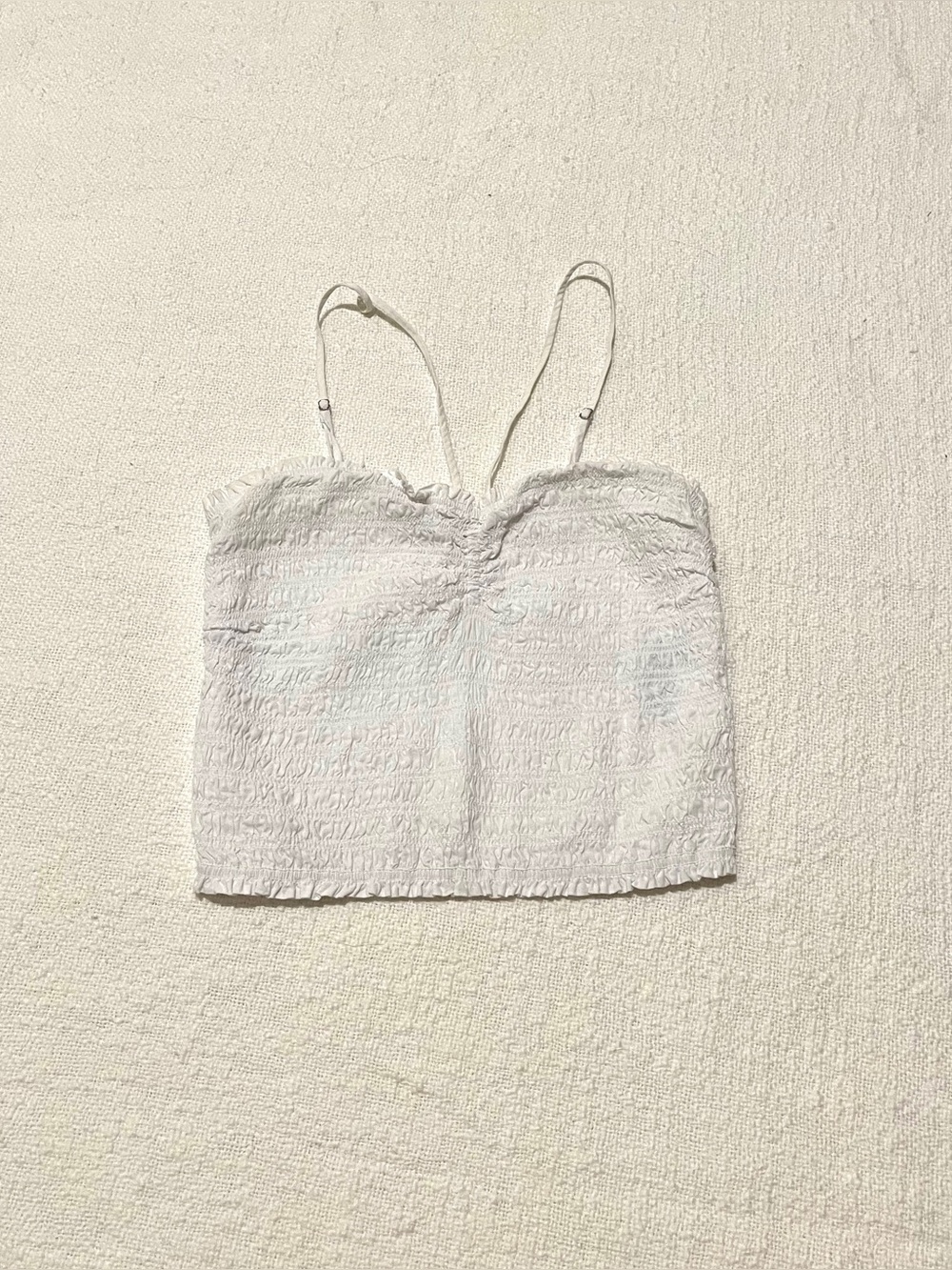Madewell White Lexi Crinkle Poplin Cotton Bandeau Neck Crop Top size XS